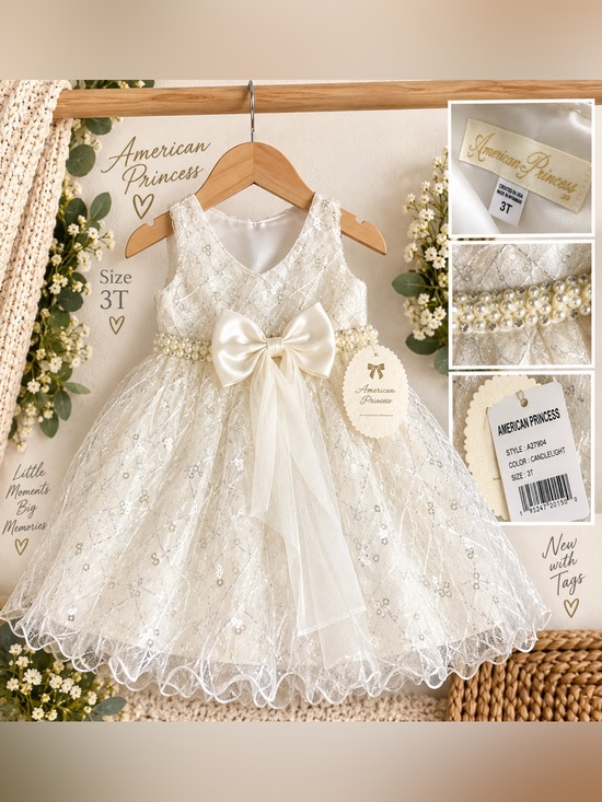 American Princess Other - American Princess Girls 3T Ivory Sequin Pearl Formal Dress NWT